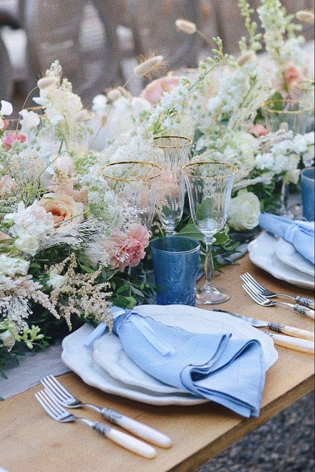 elegant wedding table floral runner